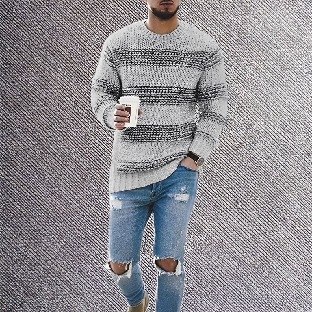 Knitted Striped Sweater – Casual Winter Jumper