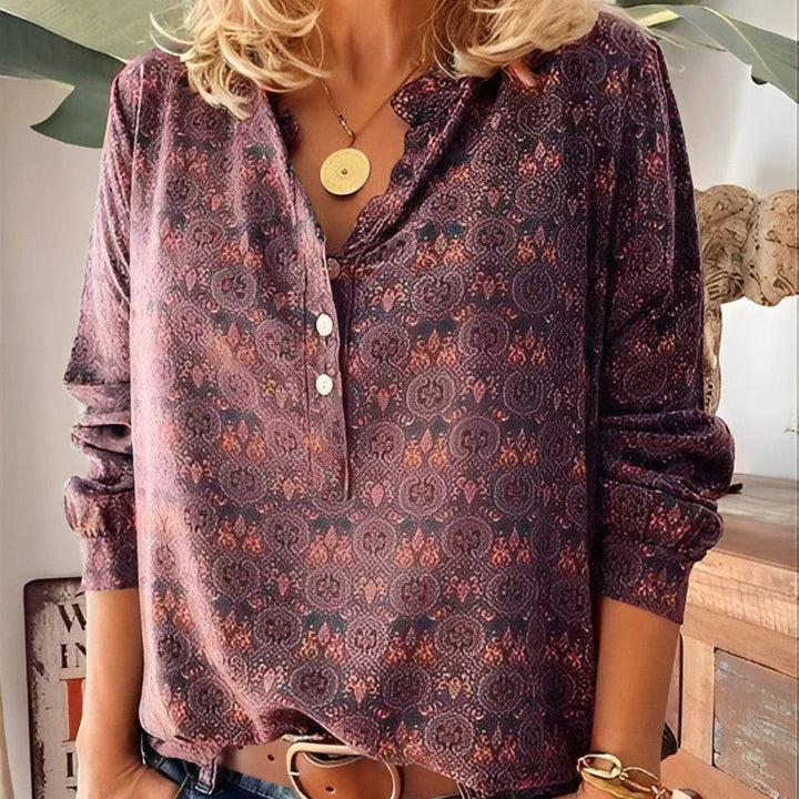 Boho Blouse – Long Sleeve Casual Printed Shirt