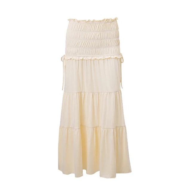 MWM | Amalfi Ruffle Elegant Co ord Set – Off Shoulder Crop Top & Maxi Skirt