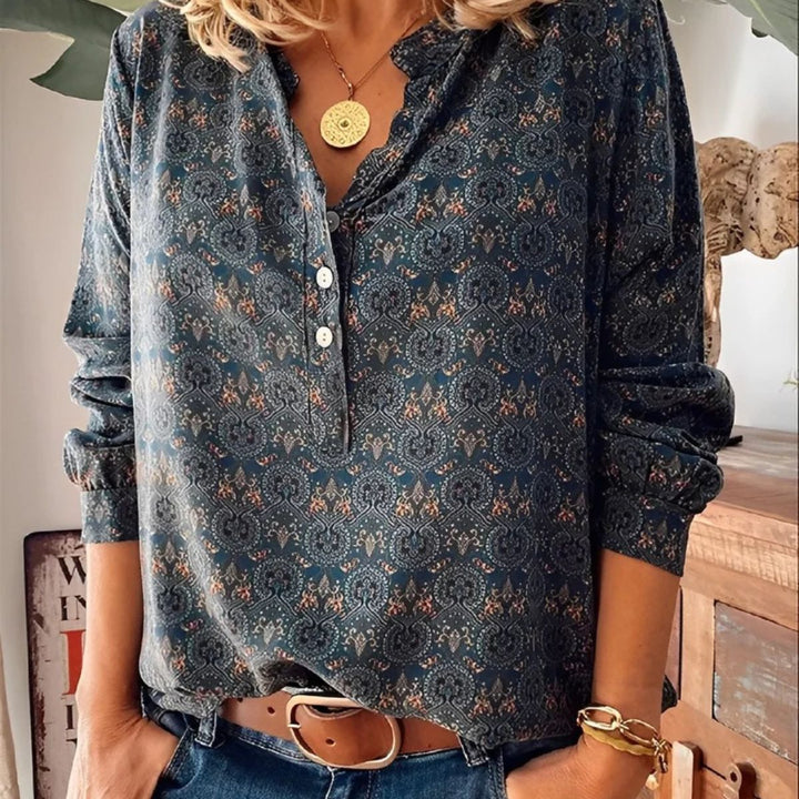 Boho Blouse – Long Sleeve Casual Printed Shirt