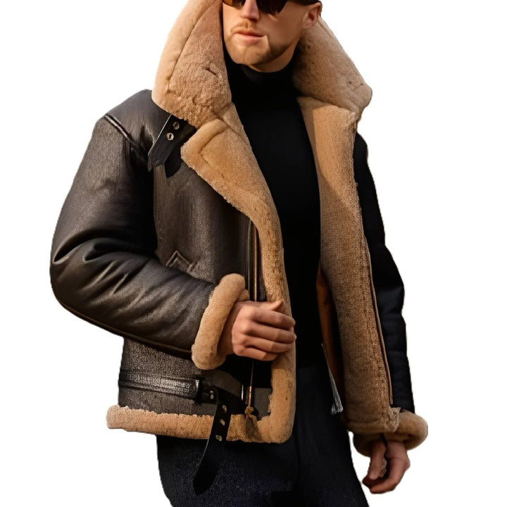 Men's Shearling Jacket – Warm Winter Aviator Coat
