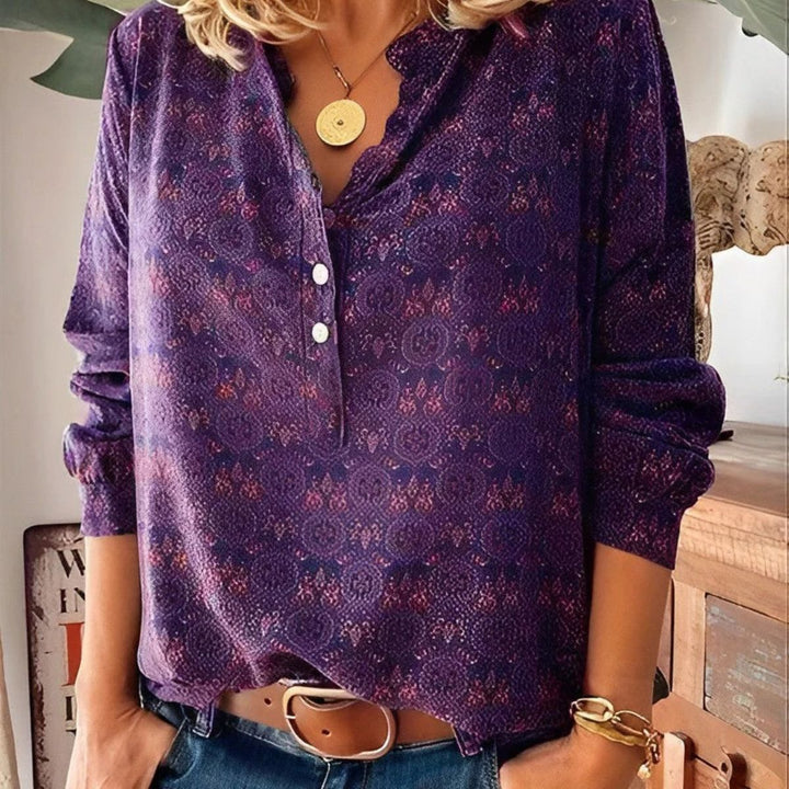 Boho Blouse – Long Sleeve Casual Printed Shirt