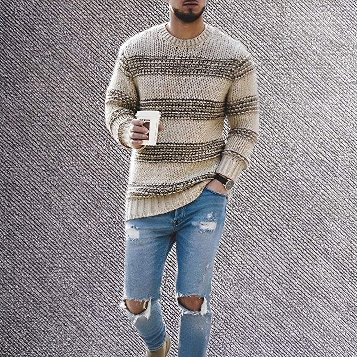 Knitted Striped Sweater – Casual Winter Jumper