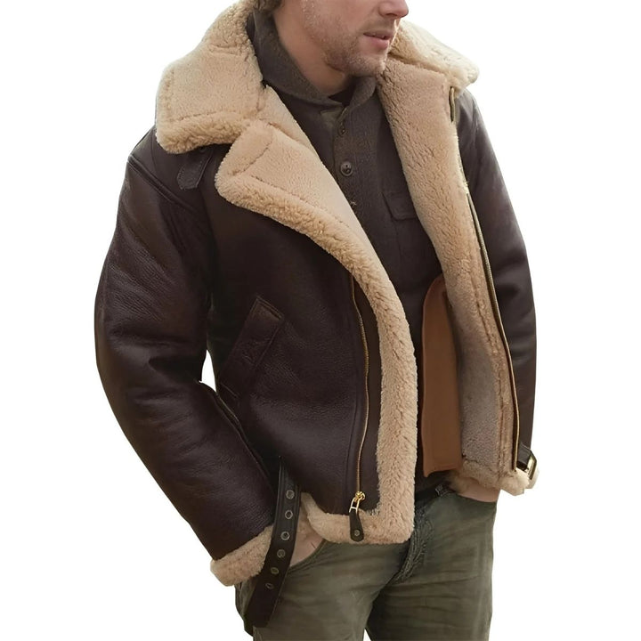 Men's Shearling Jacket – Warm Winter Aviator Coat