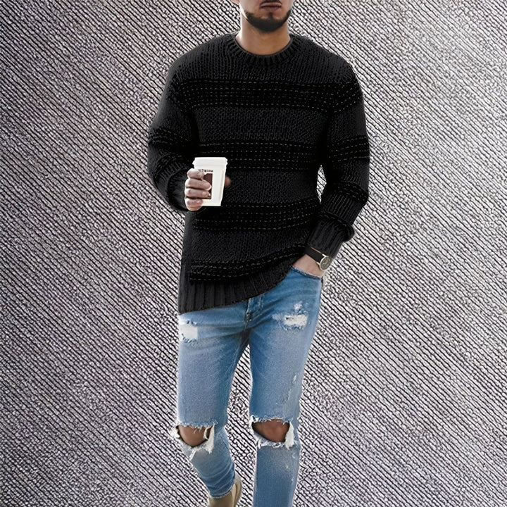 Knitted Striped Sweater – Casual Winter Jumper