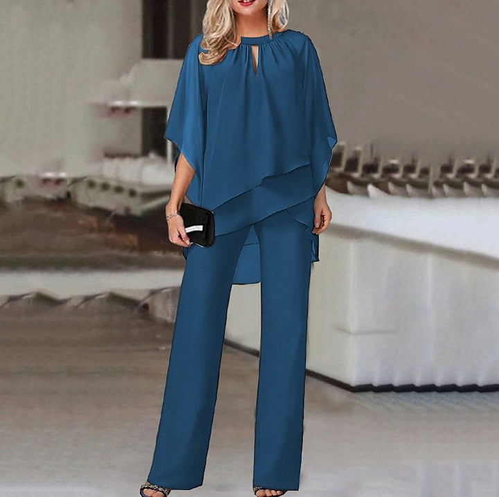 MWM | Capri Draped Co ord Set –  Off-Shoulder Top & Wide Leg Trousers