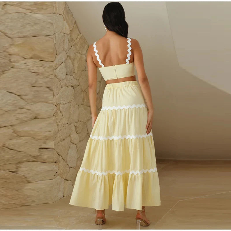 MWM | Riviera Summer Co ord Set – Women’s Crop Top & Maxi Skirt