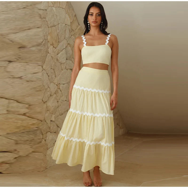 MWM | Riviera Summer Co ord Set – Women’s Crop Top & Maxi Skirt