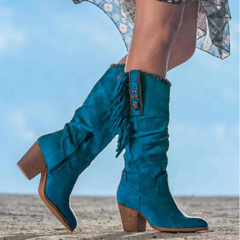 MWM | Boho Fringe Embroidered Suede Boots