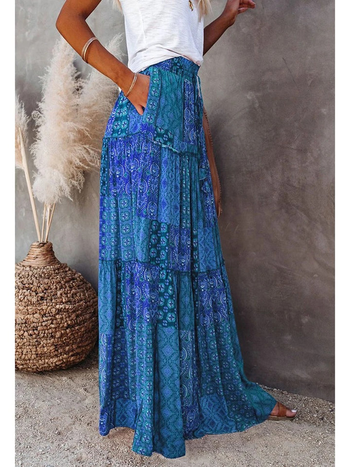 MWM | Maya Boho Patchwork Maxi Skirt – High Waist