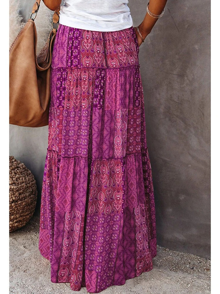 MWM | Maya Boho Patchwork Maxi Skirt – High Waist
