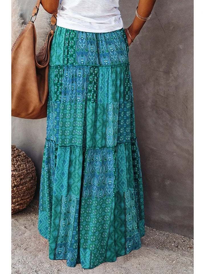 MWM | Maya Boho Patchwork Maxi Skirt – High Waist
