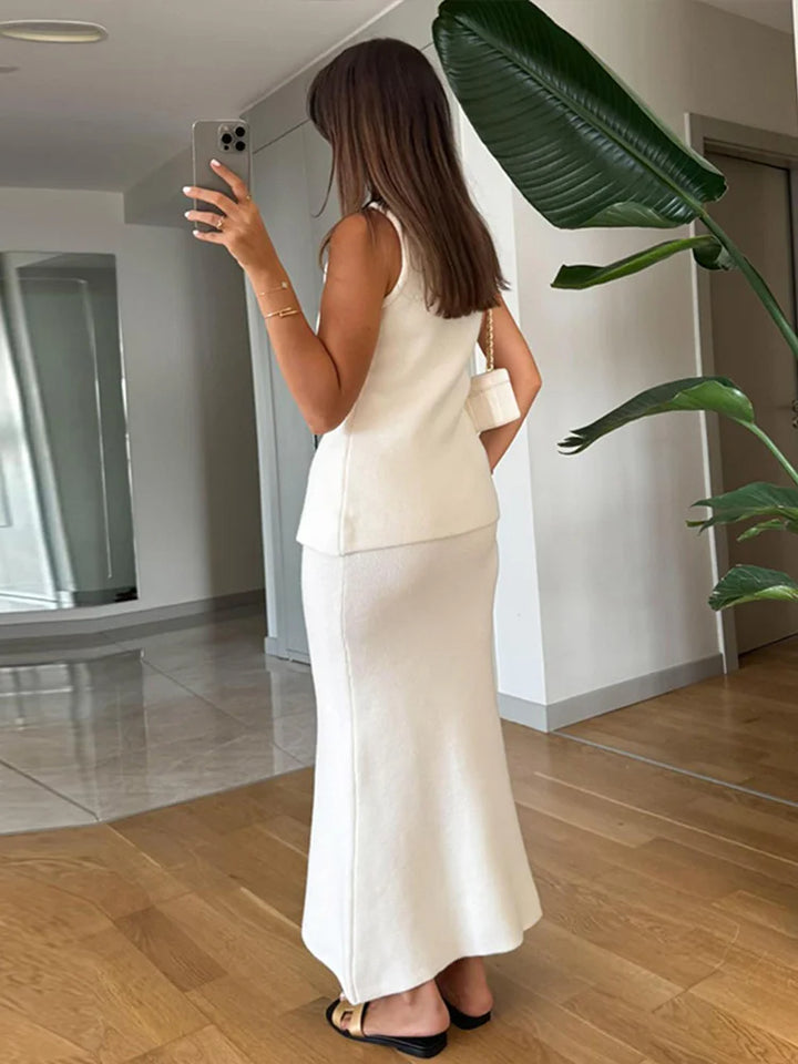 Cotton Knit Vest and Skirt Co-Ord Set – Effortless Boho Style