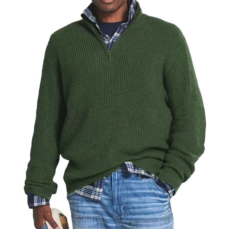 Half Zip Knitted Jumper – Warm Casual Sweater