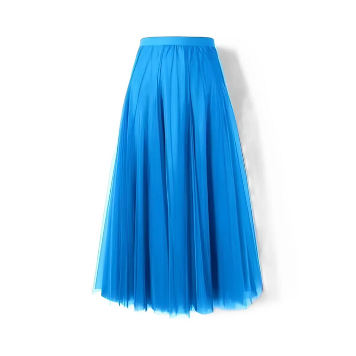 Long Pleated Tulle Skirt – Elastic Waist Maxi Skirt