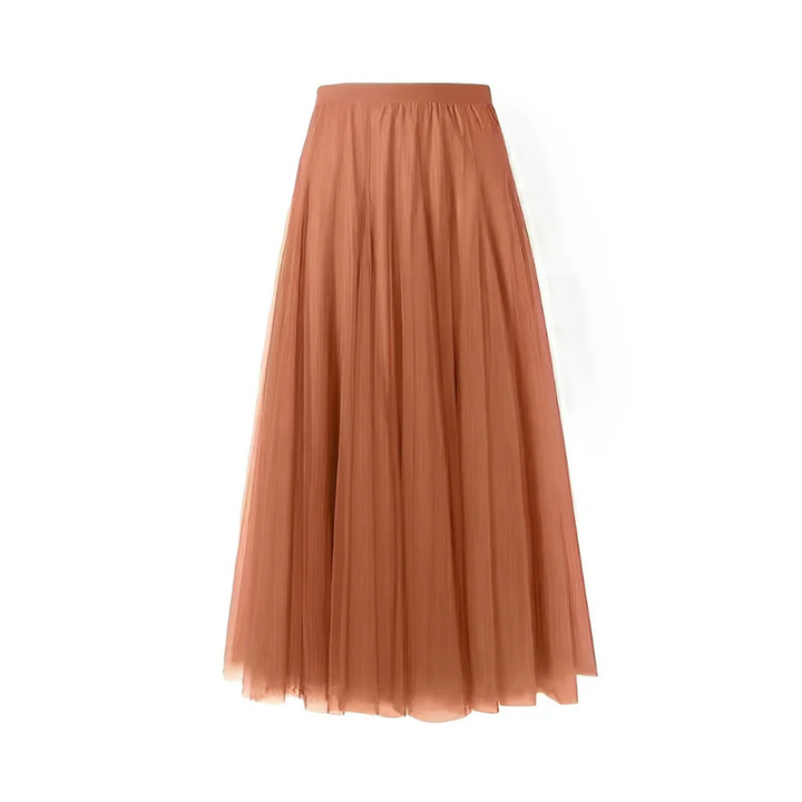 Long Pleated Tulle Skirt – Elastic Waist Maxi Skirt