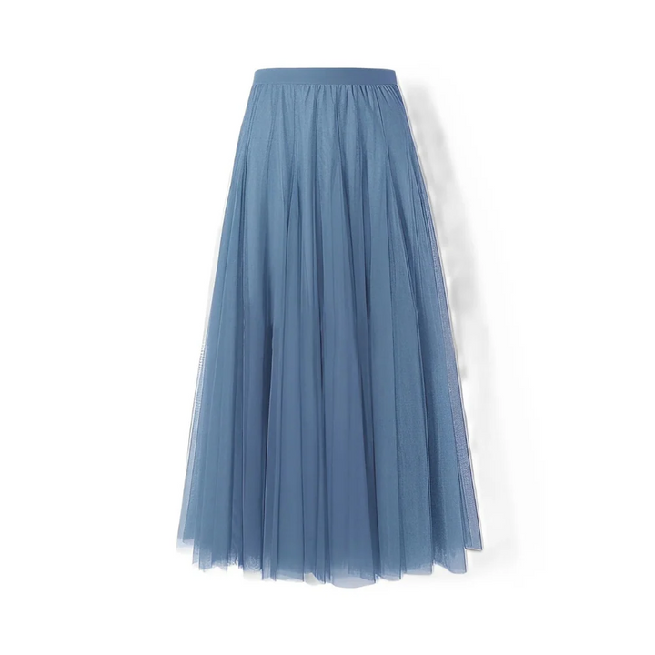 Long Pleated Tulle Skirt – Elastic Waist Maxi Skirt
