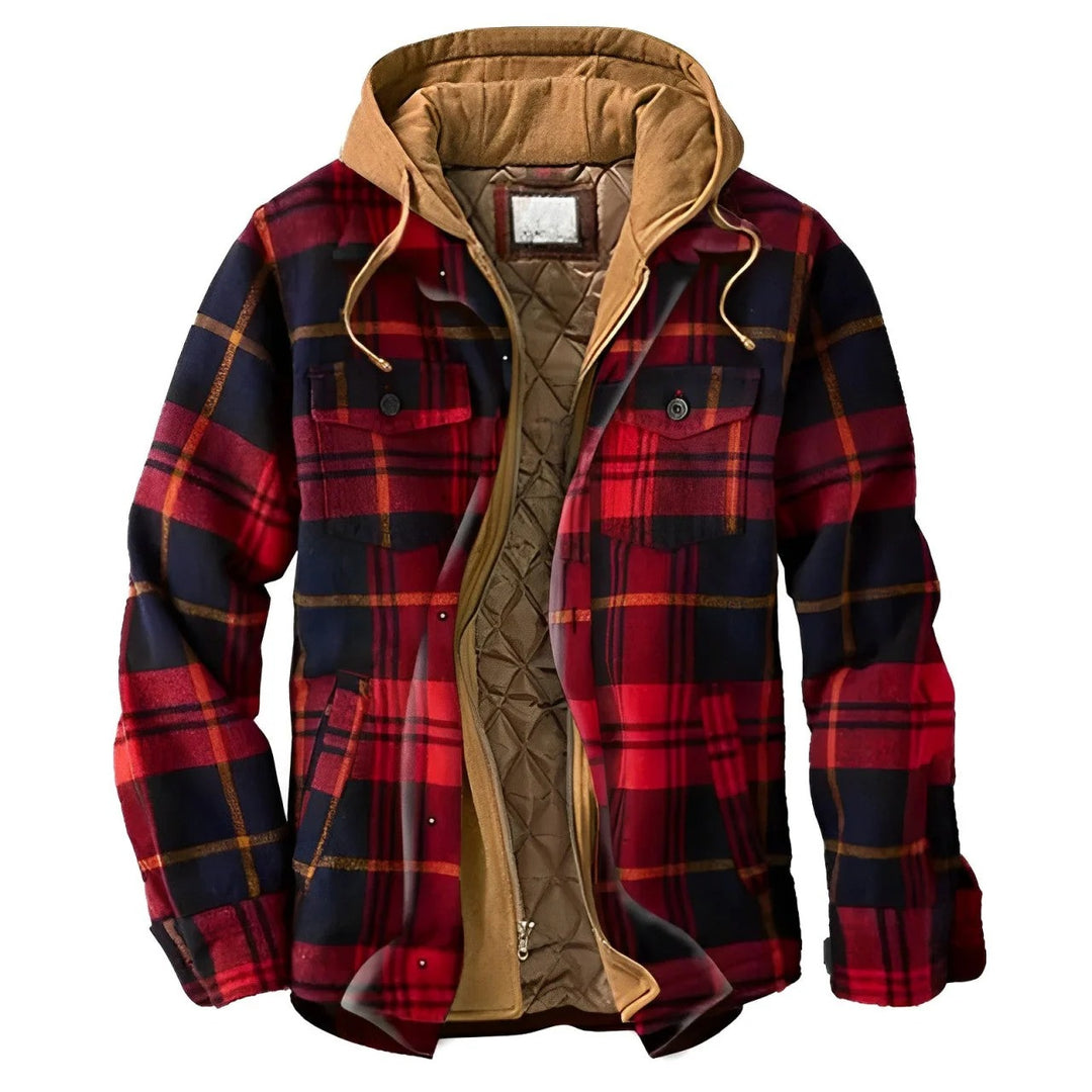 Checkered Hooded Jacket – Warm Quilted Flannel Winter Coat