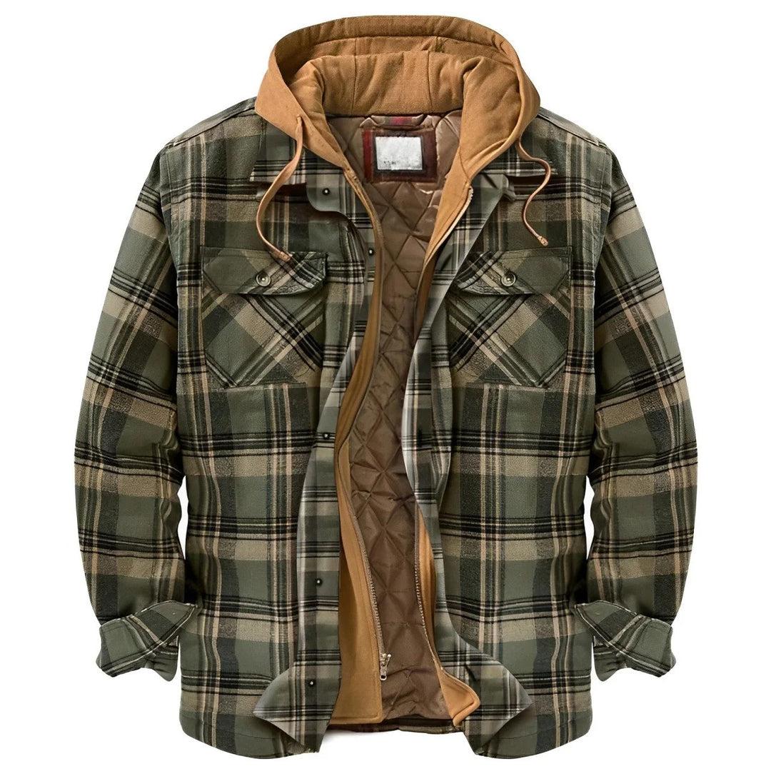 Checkered Hooded Jacket – Warm Quilted Flannel Winter Coat