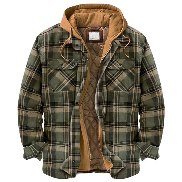 Checkered Hooded Jacket – Warm Quilted Flannel Winter Coat