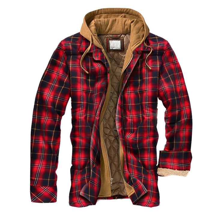 Checkered Hooded Jacket – Warm Quilted Flannel Winter Coat