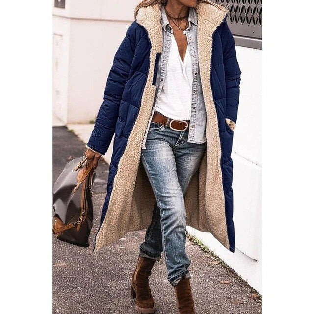 Long Puffer Coat with Warm Fleece Lining – Winter Outerwear