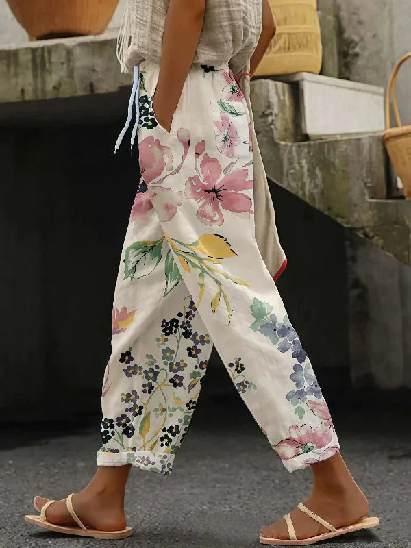Casual Printed Trousers – Lightweight Loose Fit Pants