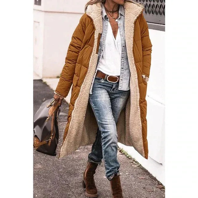 Long Puffer Coat with Warm Fleece Lining – Winter Outerwear