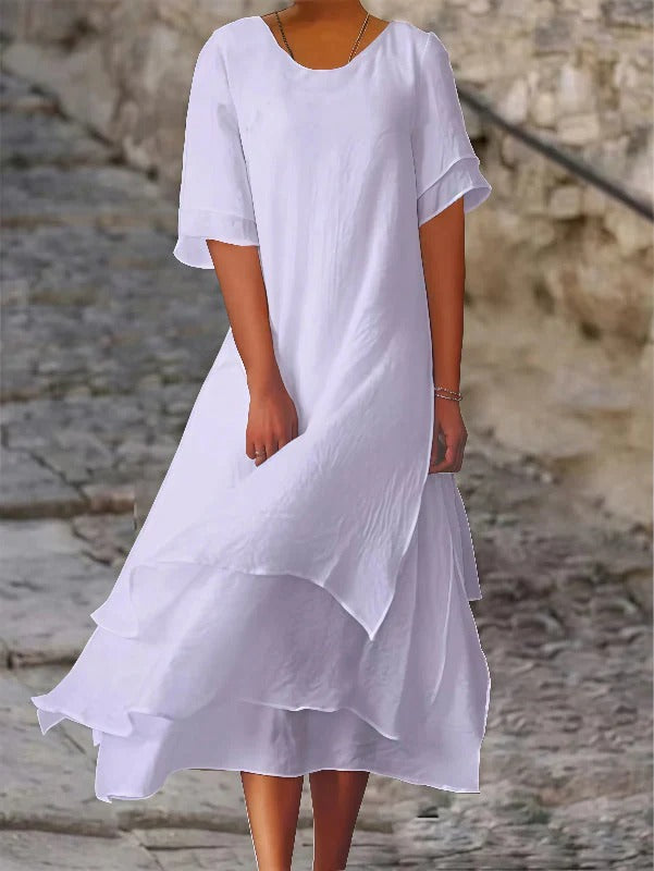 White Summer Dress – Casual  Loose Fit Maxi Dress