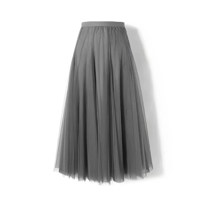 Long Pleated Tulle Skirt – Elastic Waist Maxi Skirt