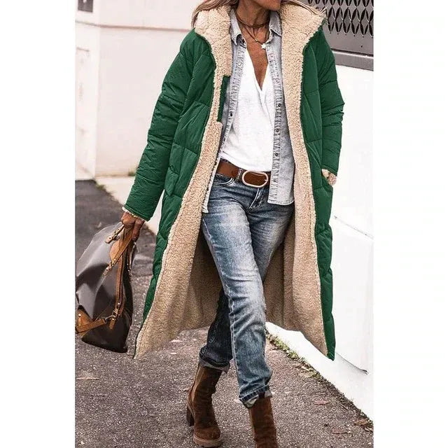 Long Puffer Coat with Warm Fleece Lining – Winter Outerwear