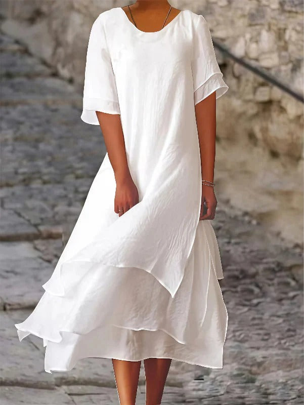 White Summer Dress – Casual  Loose Fit Maxi Dress