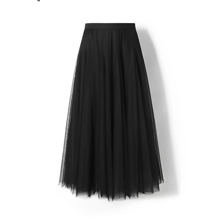 Long Pleated Tulle Skirt – Elastic Waist Maxi Skirt