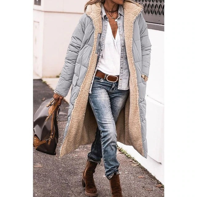 Long Puffer Coat with Warm Fleece Lining – Winter Outerwear