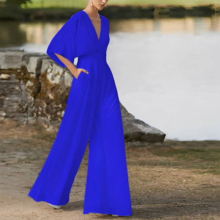 Wide Leg Jumpsuit – Elegant V-Neck Evening & Party Outfit