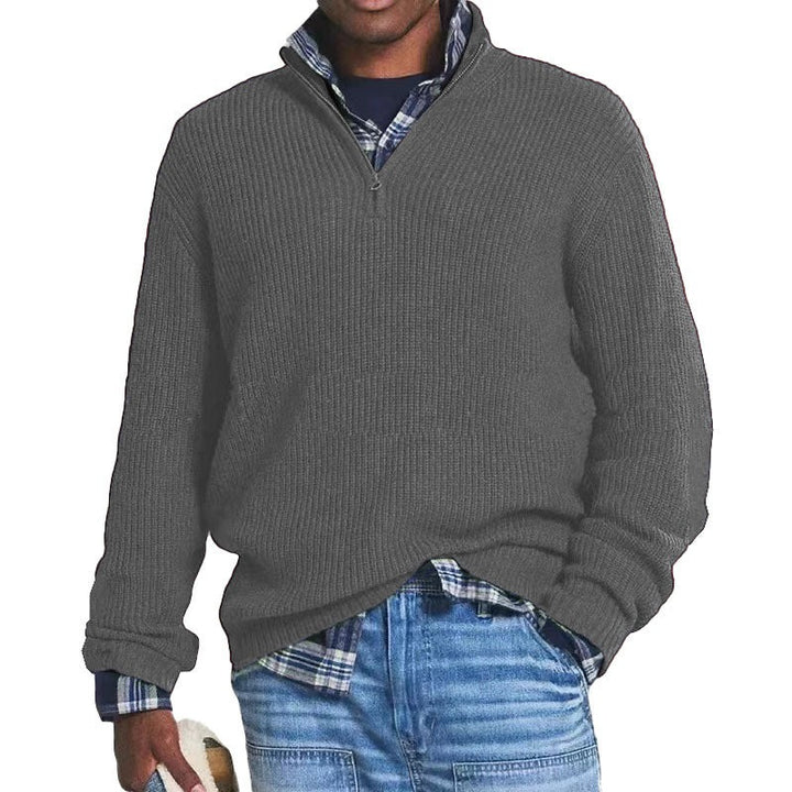 Half Zip Knitted Jumper – Warm Casual Sweater