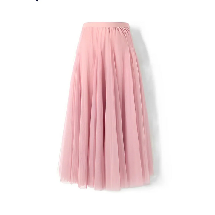 Long Pleated Tulle Skirt – Elastic Waist Maxi Skirt